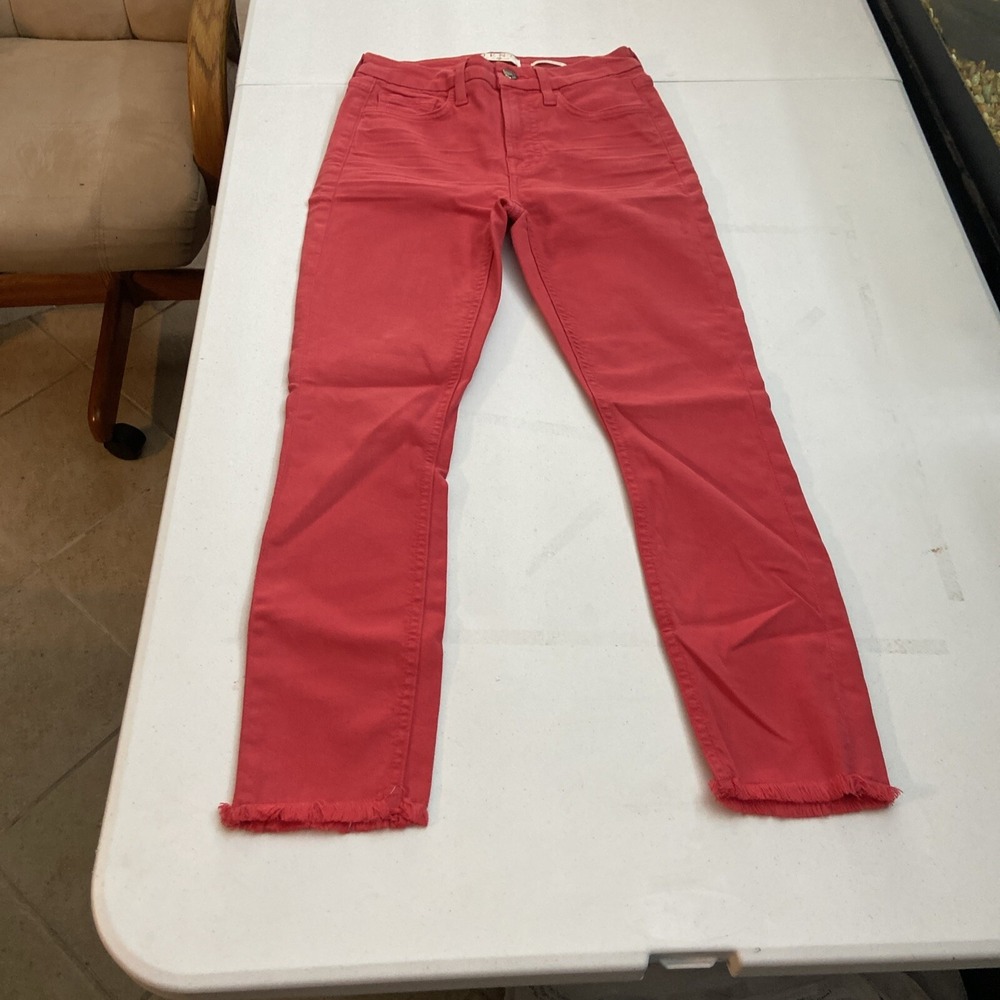 7 For All Mankind Jen7 Red Cropped Skinny Jeans Women Size 0 24 Raw Hem